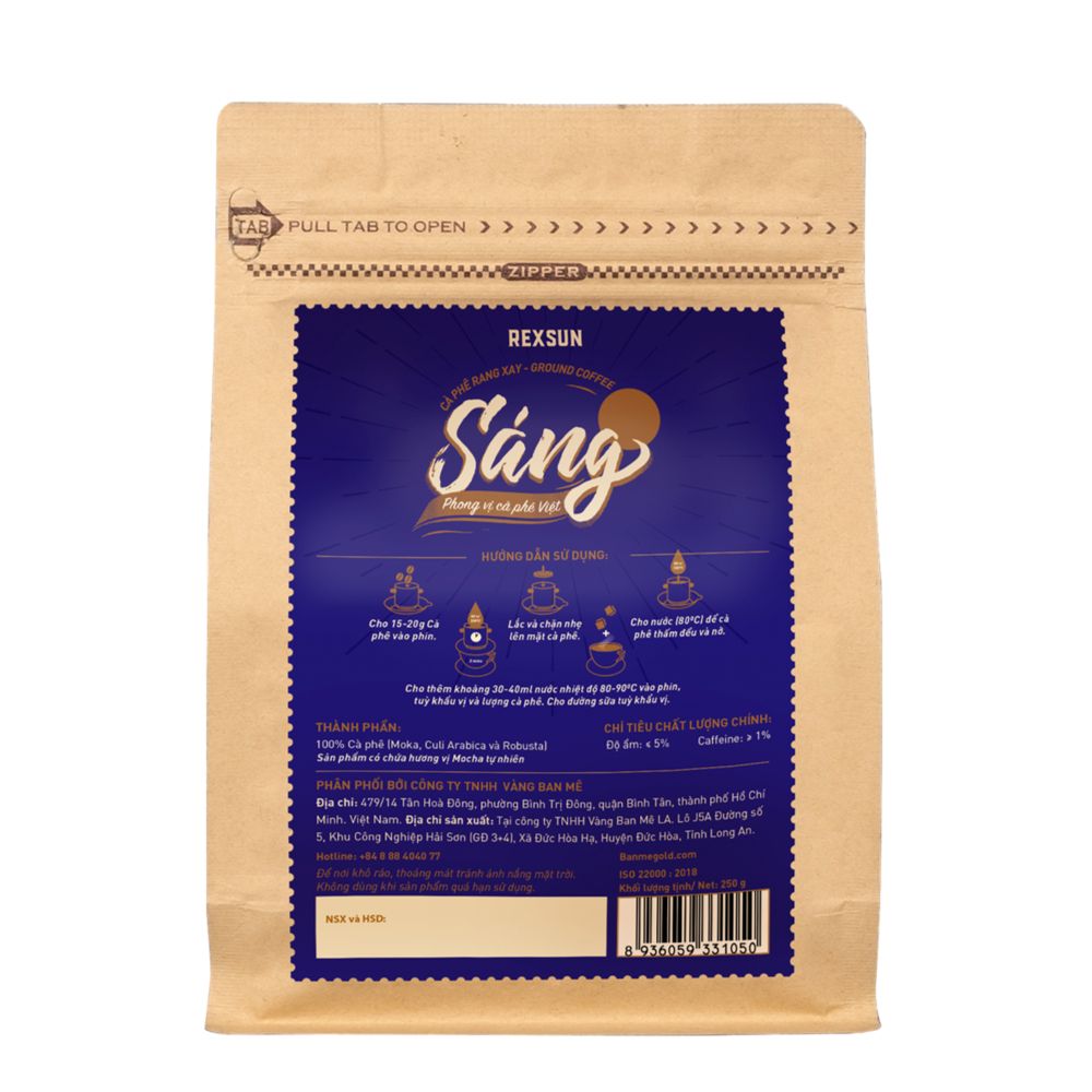 Cà Phê Rang Xay Mocha Gu Đậm - Sáng - 250g/500g - Cafe Rang Xay Pha Phin Chính Hãng Ban Me Gold - REXSUN