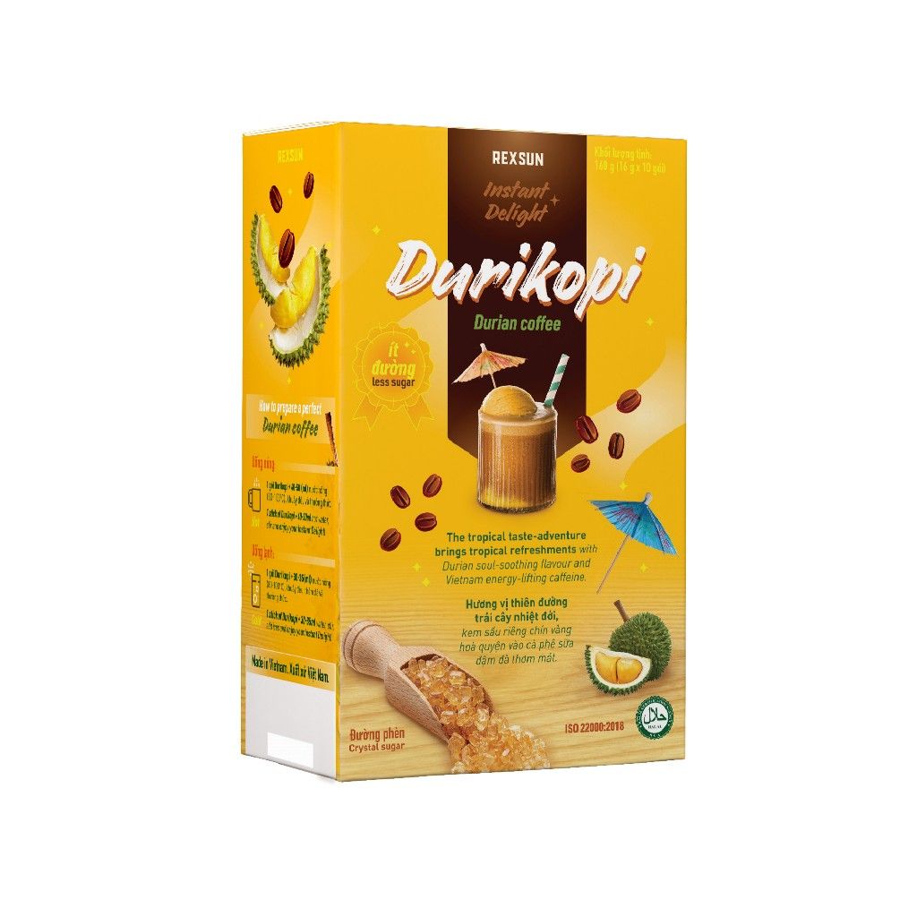 Cà Phê Sầu Riêng Durikopi Hòa Tan - Instant Delight – Hộp 160gr (10 Gói) - Cafe Hòa Tan Chính Hãng Ban Me Gold - REXSUN