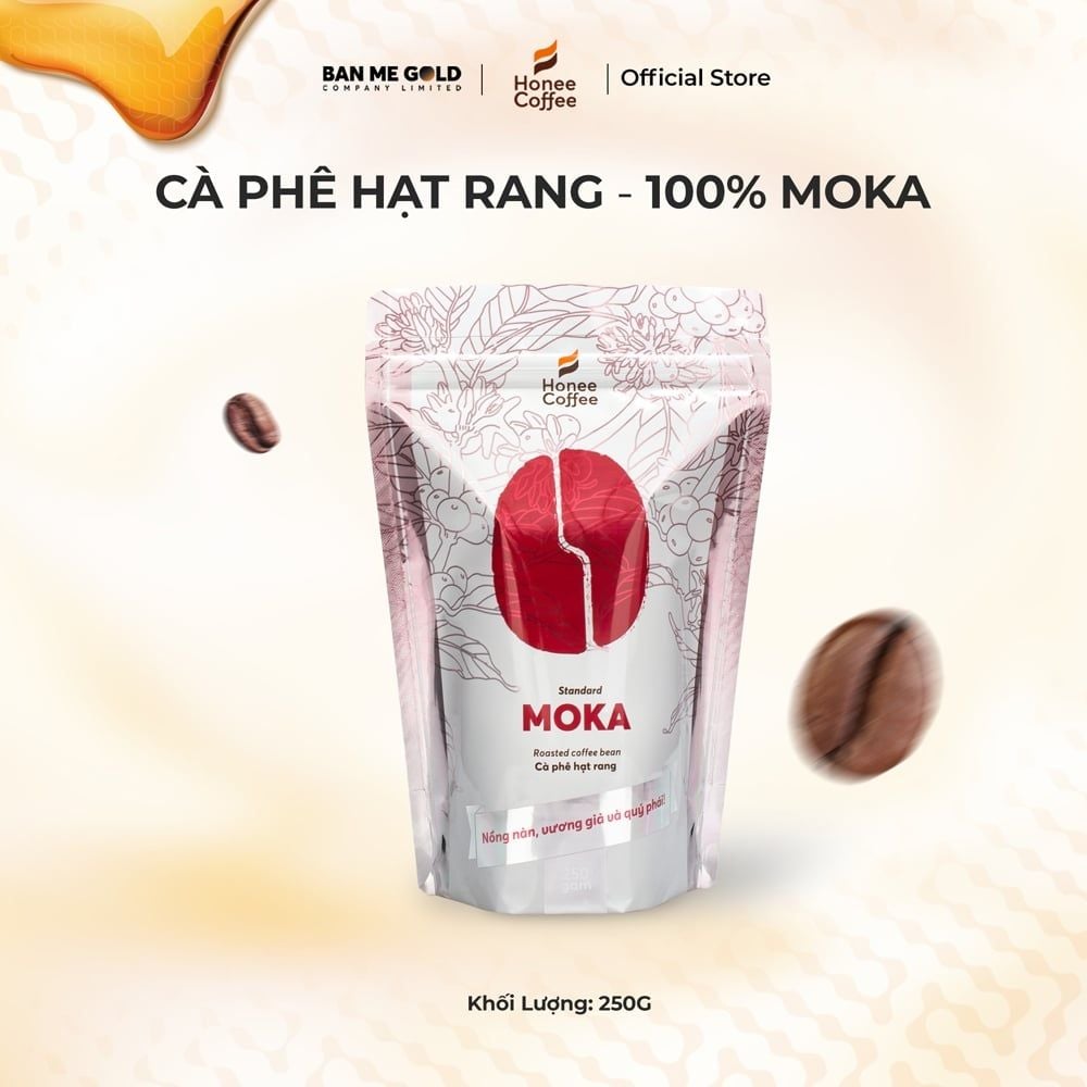 Cà Phê Moka 100% Nguyên Chất (Cao Cấp) - (250g/500g/1kg NGUYÊN HẠT)- Cafe Hạt Rang Xay Chính Hãng Ban Me Gold - Honee Coffee