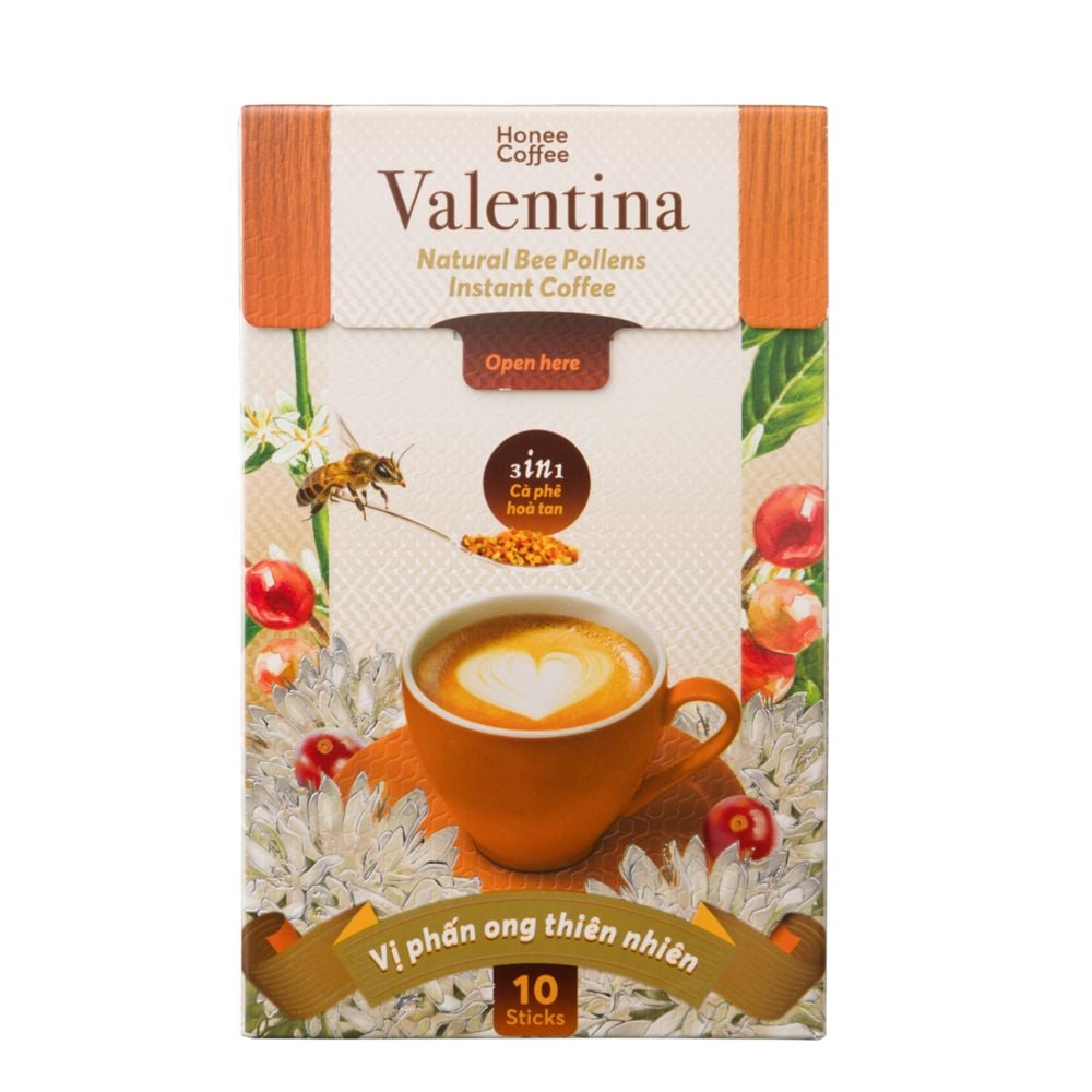 Cà Phê Hoà Tan Valentina - Instant Delight - 160gr (10 Gói) - Cafe Sữa Phấn Hoa Mật Ong Ban Me Gold - Honee Coffee