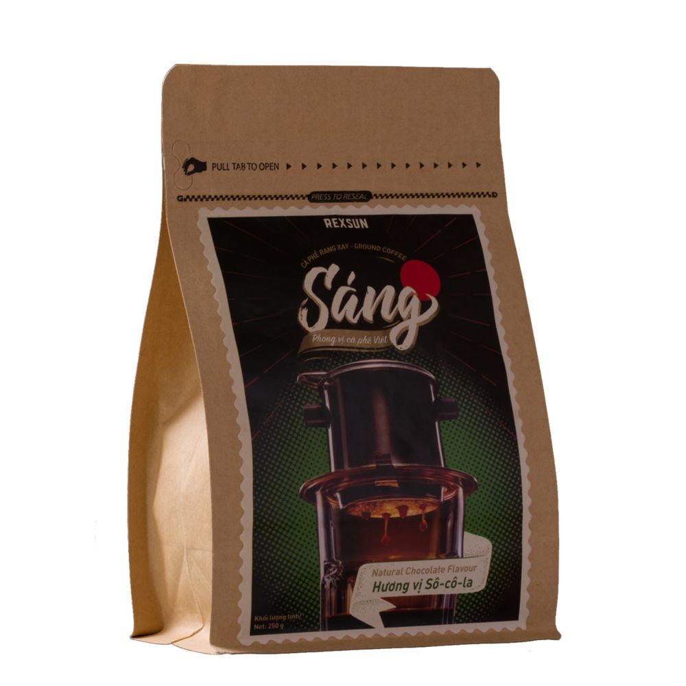 Cà Phê Rang Xay Socola Gu Đậm - Sáng - 250g/500g - Cafe Rang Xay Pha Phin Vị Chocolate Ban Me Gold - REXSUN