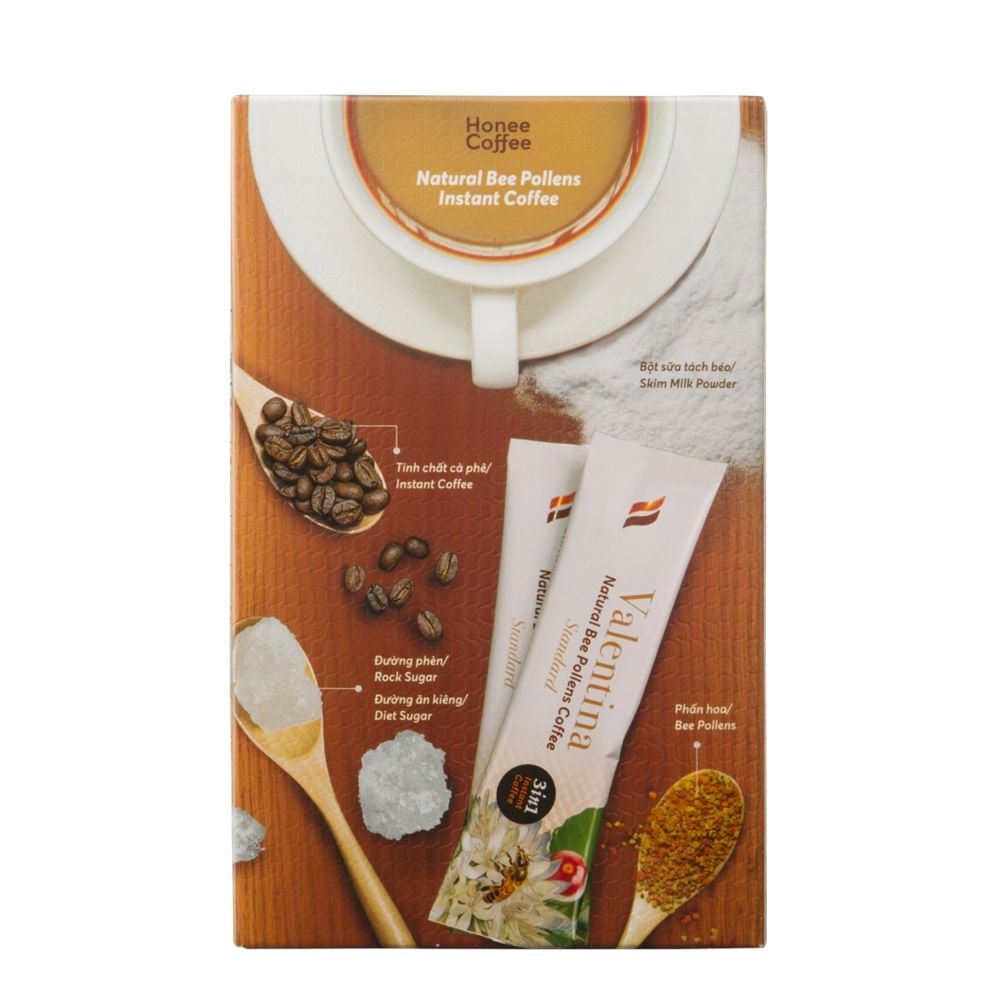Cà Phê Hoà Tan Valentina - Instant Delight - 160gr (10 Gói) - Cafe Sữa Phấn Hoa Mật Ong Ban Me Gold - Honee Coffee