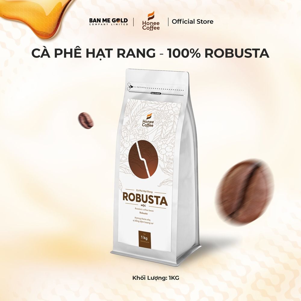 Cà Phê Robusta 100% Nguyên Chất (Cao Cấp) - 250g/500g/1kg - Cafe Hạt Rang Xay Chính Hãng Ban Me Gold - Honee Coffee