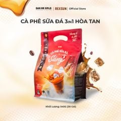 Cà Phê Sữa Đá 3in1 Tiện Lợi - Sáng - Túi 540g (30 gói) - Cafe Hòa Tan Sữa Đá Ban Me Gold - Rexsun