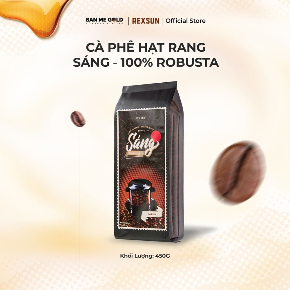Cà Phê Robusta 100% Nguyên Chất - Sáng (450g) Cafe Hạt / Pha Phin / Pha Máy Xay Sẵn Chính Hãng Ban Me Gold - Rexsun
