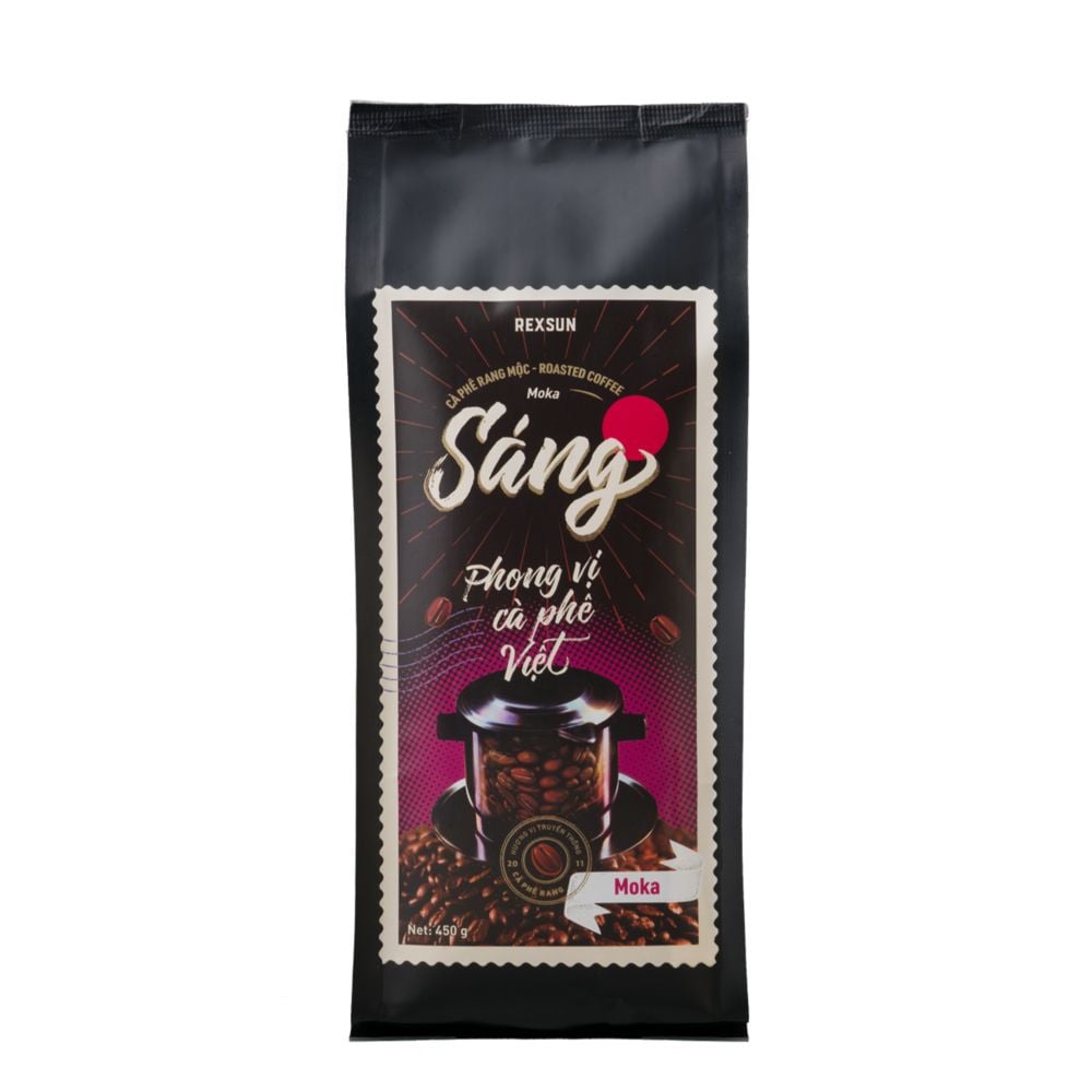 Cà Phê Moka 100% Nguyên Chất - Sáng (450g NGUYÊN HẠT) Cafe Hạt Rang Xay Sẵn Chính Hãng Ban Me Gold - Rexsun