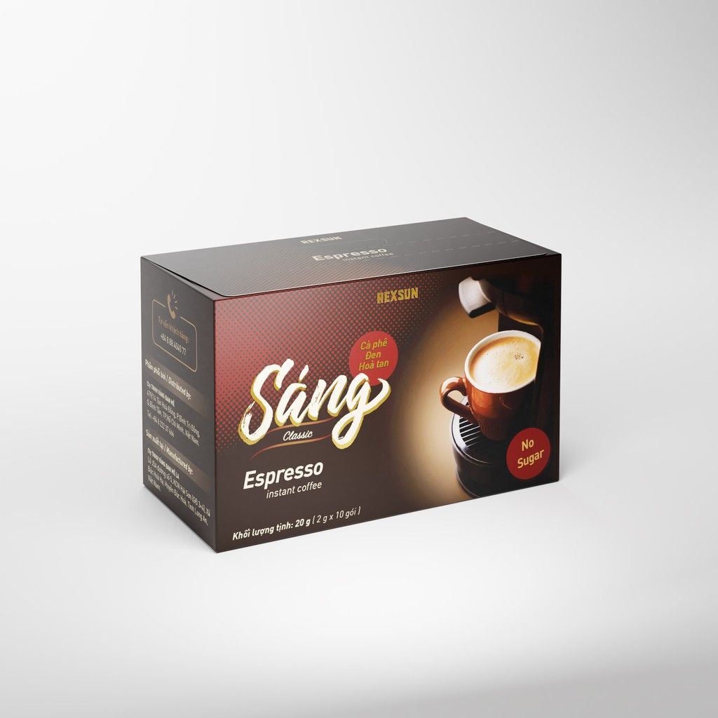 Cà Phê Espresso Hòa Tan - Sáng - Hộp 20g/100g - KHÔNG ĐƯỜNG SỮA - Cafe Đen Hòa Tan Chính Hãng Ban Me Gold - Rexsun