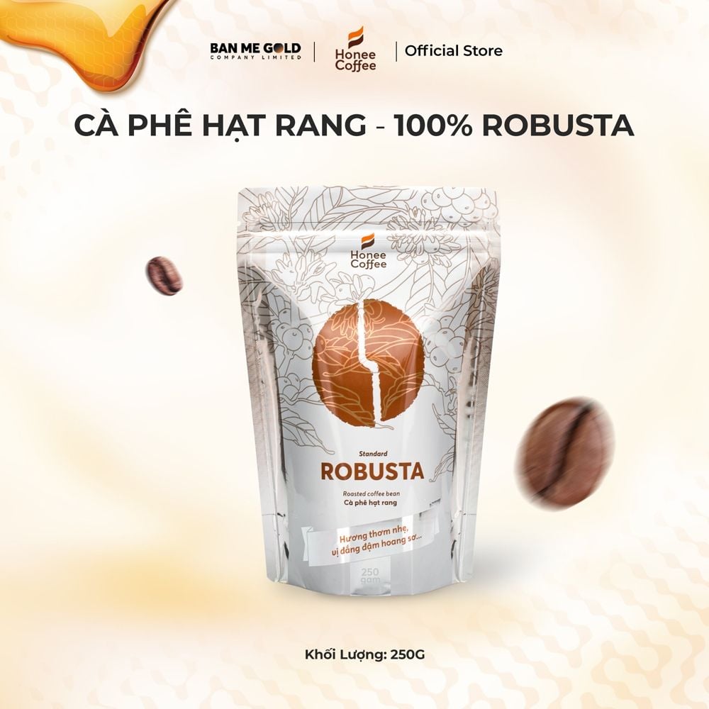 Cà Phê Robusta 100% Nguyên Chất (Cao Cấp) - 250g/500g/1kg - Cafe Hạt Rang Xay Chính Hãng Ban Me Gold - Honee Coffee