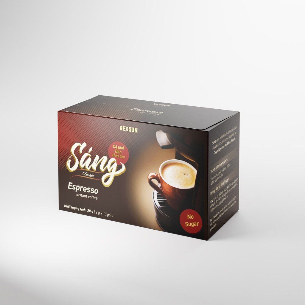 Cà Phê Espresso Hòa Tan - Sáng - Hộp 20g/100g - KHÔNG ĐƯỜNG SỮA - Cafe Đen Hòa Tan Chính Hãng Ban Me Gold - Rexsun
