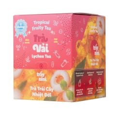 Trà Vải Hạt Chia Thanh Nhiệt - Hộp 100g (10 Gói) - Trà Trái Cây Nhiệt Đới Detox Ít Đường Ban Me Gold - Trấy Ni Nì