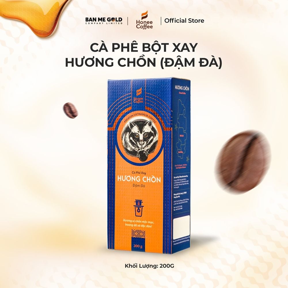 Cà Phê Hương Chồn (Đậm Đà) Bột Xay - Hộp 200g/300g - Cà Phê Chồn Cao Cấp Rang Xay Chính Hãng Ban Me Gold - Honee Coffee
