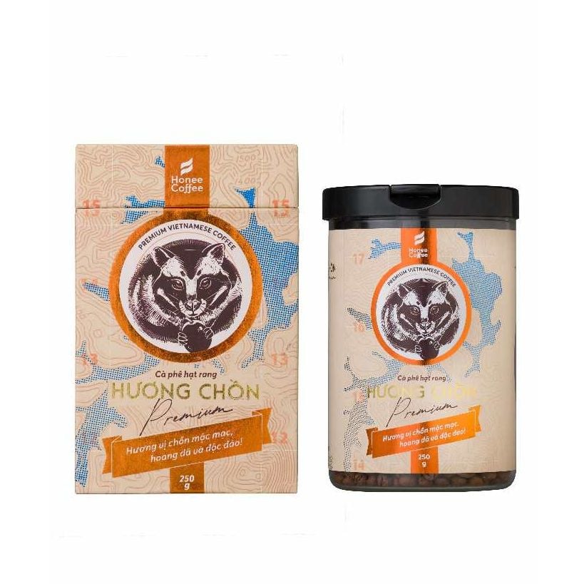 [THƯỢNG HẠNG] Hộp Quà Cà Phê Hương Chồn (MEDIUM) - 250gr - Cà Phê Chồn Nguyên Chất Chính Hãng Ban Me Gold - Honee Coffee