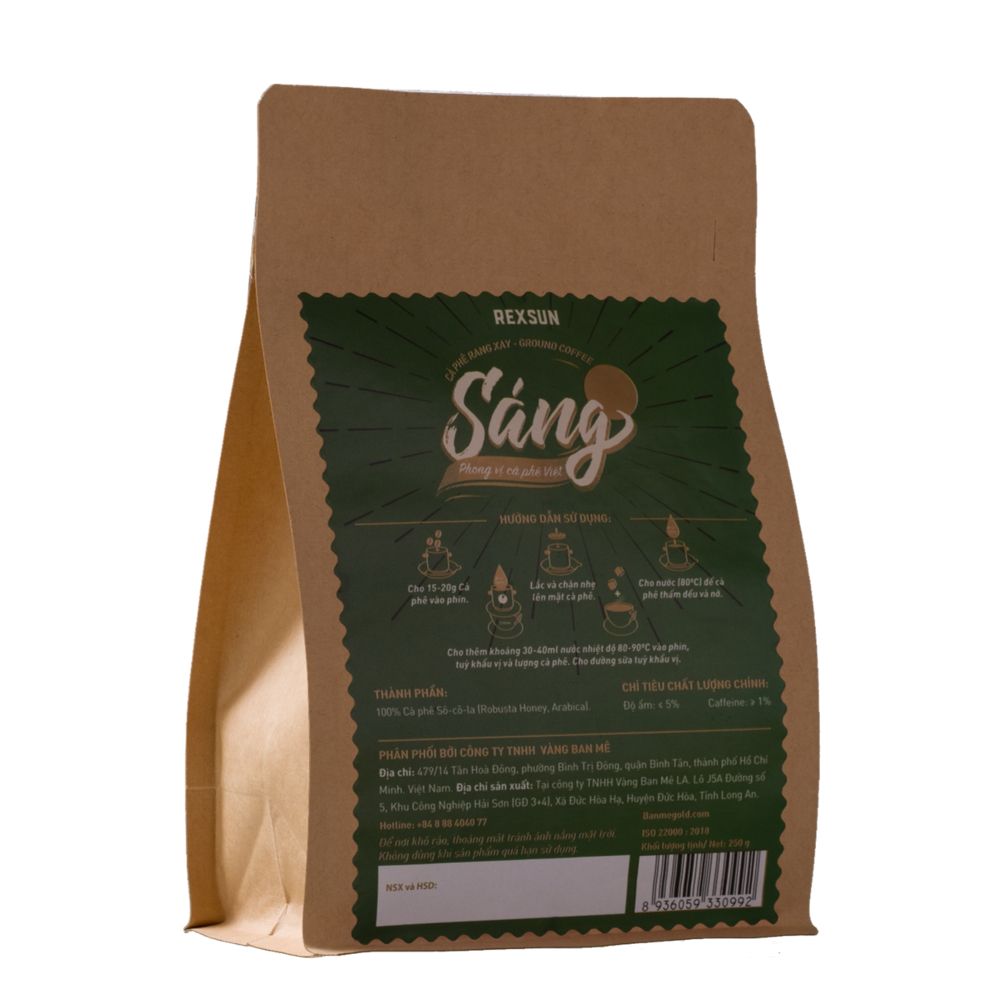 Cà Phê Rang Xay Socola Gu Đậm - Sáng - 250g/500g - Cafe Rang Xay Pha Phin Vị Chocolate Ban Me Gold - REXSUN