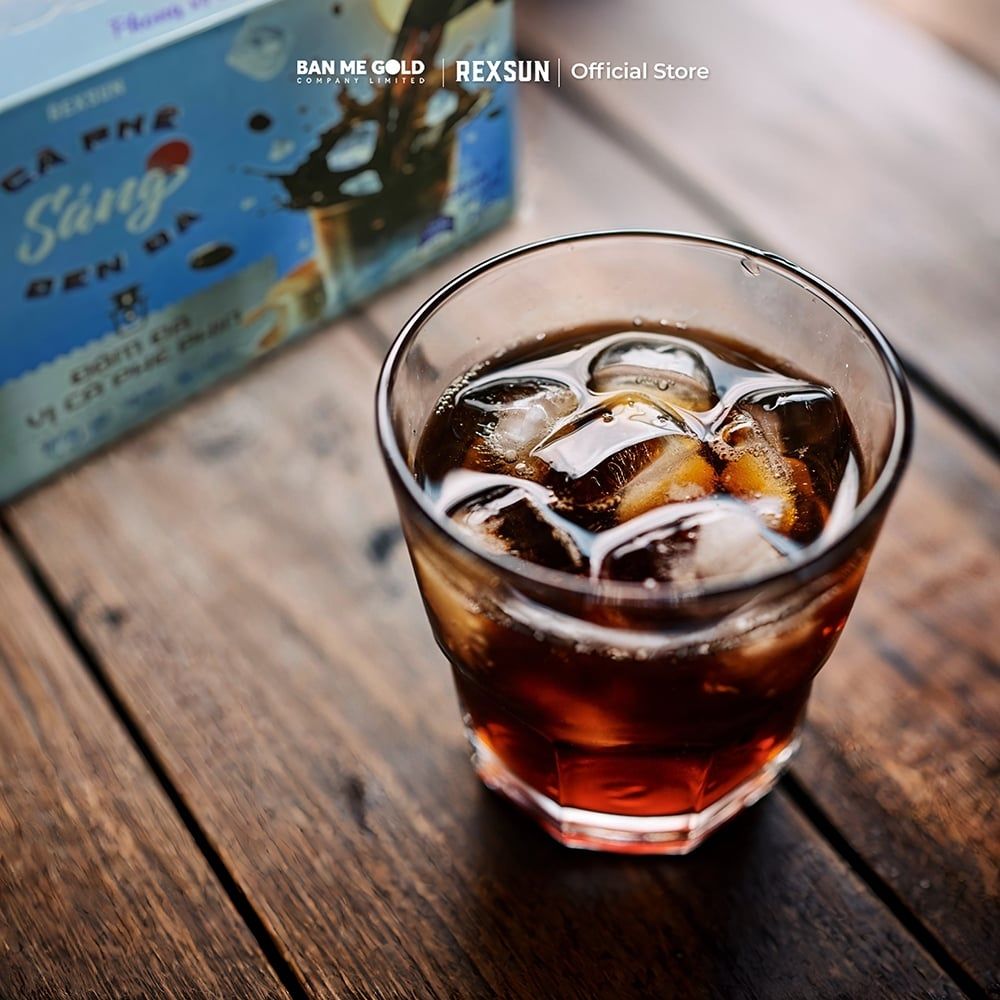 Cà Phê Đen Đá Hoà Tan 2in1 Đắng Đậm - Hộp 120g (12 Gói) - Cafe Đen Đá Vị Cà Phê Phin Chính Hãng Ban Me Gold - Rexsun