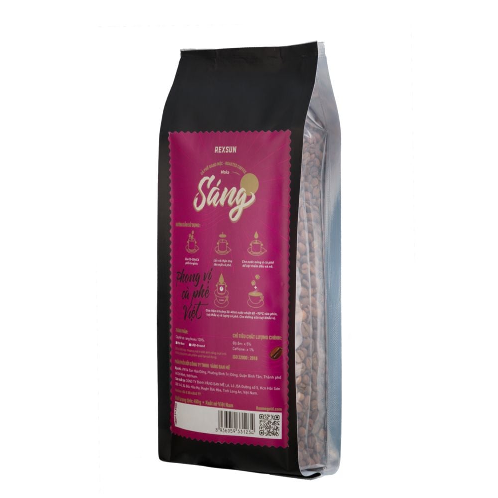 Cà Phê Moka 100% Nguyên Chất - Sáng (450g) Cafe Pha Phin / Pha Máy Hạt Rang Xay Sẵn Chính Hãng Ban Me Gold - Rexsun