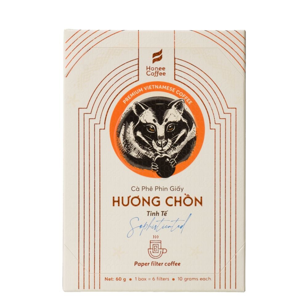 Cà Phê Phin Giấy Hương Chồn (Tinh Tế) Hộp 60gr (6 Túi) - Cà Phê Chồn 100% Ban Me Gold - Honee Coffee