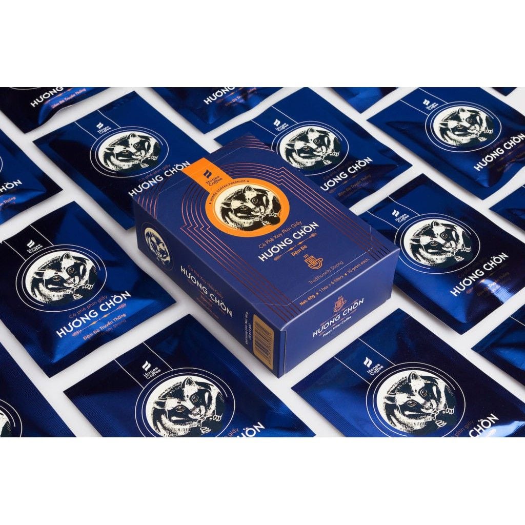 Cà Phê Phin Giấy Hương Chồn (Đậm Đà) Hộp 60gr (6 Túi) - Cà Phê Chồn 100% Ban Me Gold - Honee Coffee
