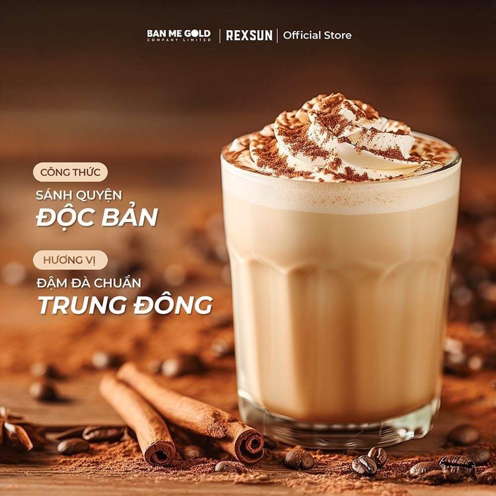 Cà Phê Hoà Tan Sữa Quế (Cinnamon) - Instant Delight – 160gr (10 Gói) - Cafe Hòa Tan Chính Hãng Ban Me Gold - REXSUN