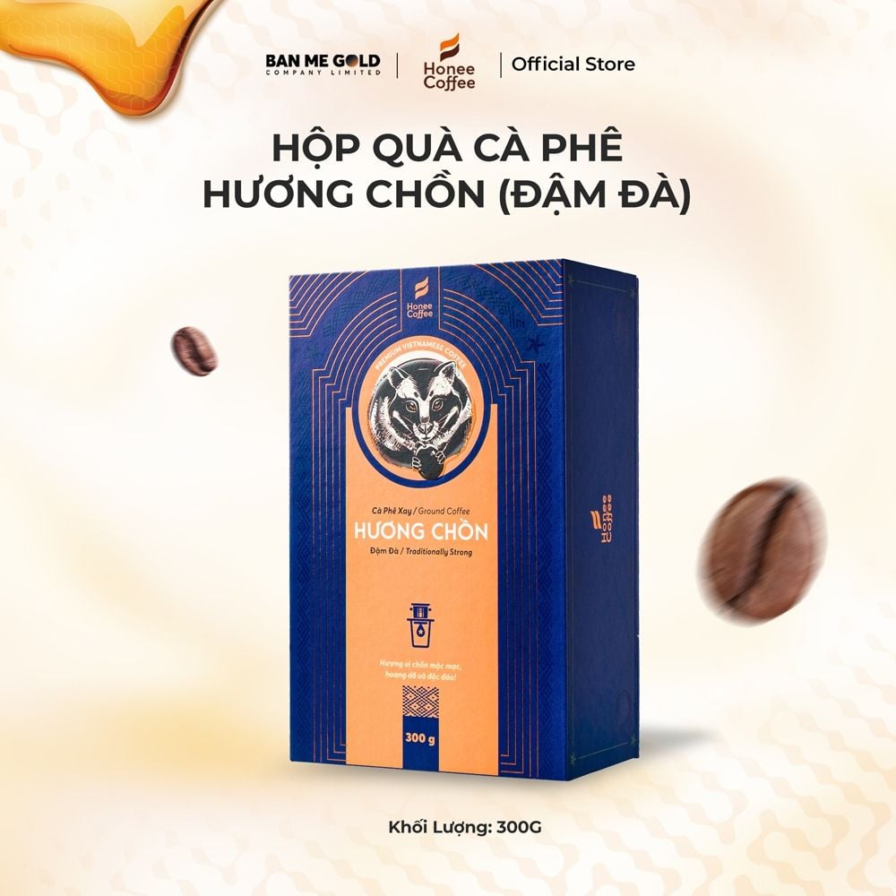 Cà Phê Hương Chồn (Đậm Đà) Bột Xay - Hộp 200g/300g - Cà Phê Chồn Cao Cấp Rang Xay Chính Hãng Ban Me Gold - Honee Coffee