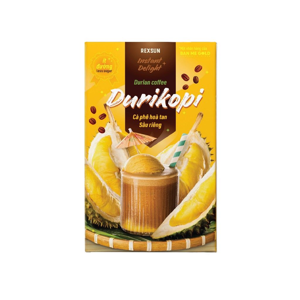 Cà Phê Sầu Riêng Durikopi Hòa Tan - Instant Delight – Hộp 160gr (10 Gói) - Cafe Hòa Tan Chính Hãng Ban Me Gold - REXSUN