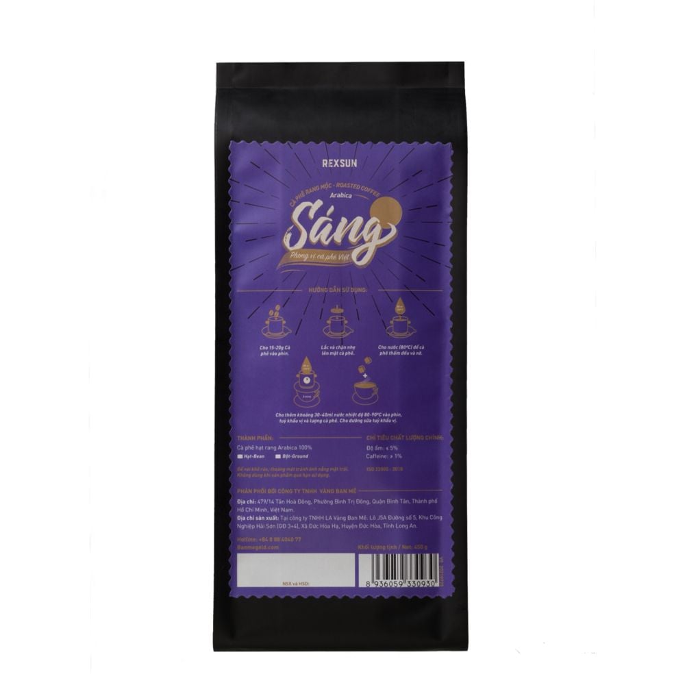 Cà Phê Arabica 100% Nguyên Chất - Sáng - 450g - Cafe Hạt / Pha Phin / Pha Máy Xay Sẵn Chính Hãng Ban Me Gold - Rexsun