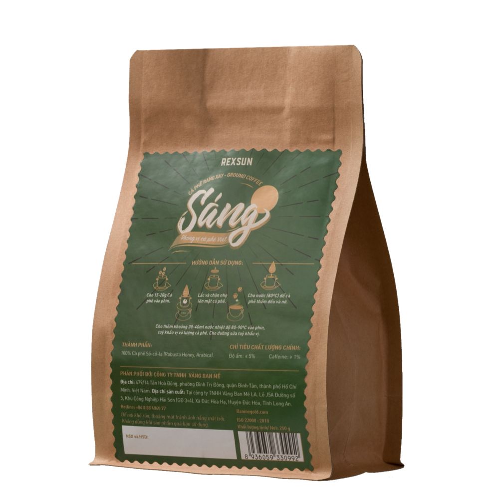 Cà Phê Rang Xay Socola Gu Đậm - Sáng - 250g/500g - Cafe Rang Xay Pha Phin Vị Chocolate Ban Me Gold - REXSUN