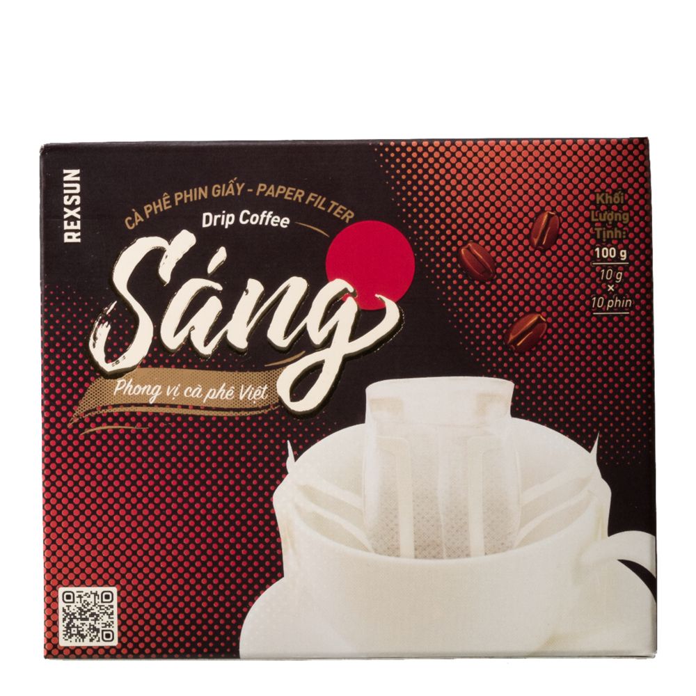 Cà Phê Phin Giấy - Sáng - Hộp 100gr (10 Túi) - Không Đường Sữa - Cafe Nguyên Chất Chính Hãng Ban Me Gold - Rexsun