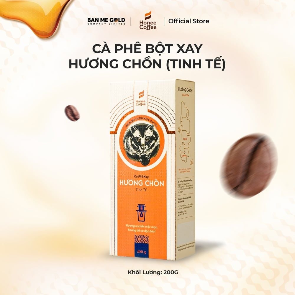 Cà Phê Hương Chồn (Tinh Tế) Bột Xay - Hộp 200g/300g - Cà Phê Chồn Cao Cấp Rang Xay Chính Hãng Ban Me Gold - Honee Coffee