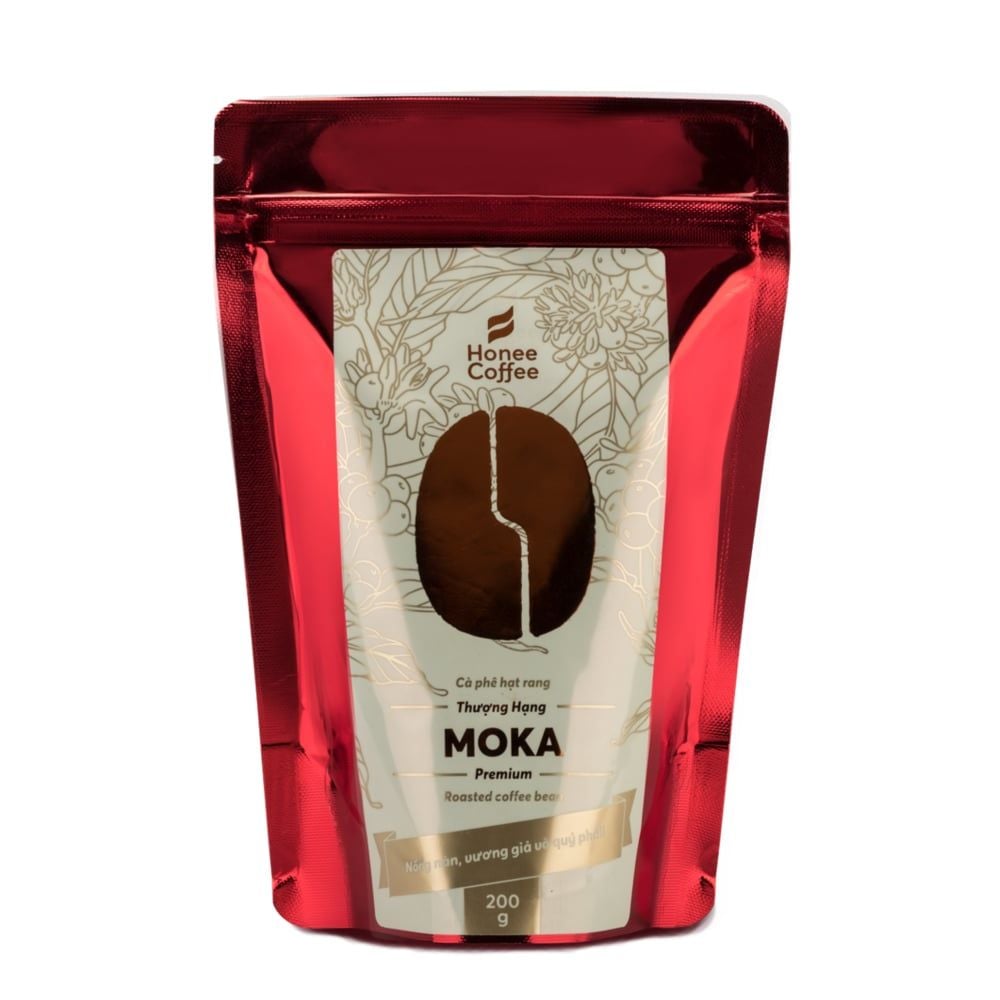 [THƯỢNG HẠNG] Cà Phê Moka 100% Nguyên Chất - 200g - Cafe Hạt Rang Mộc Chính Hãng Ban Me Gold - Honee Coffee