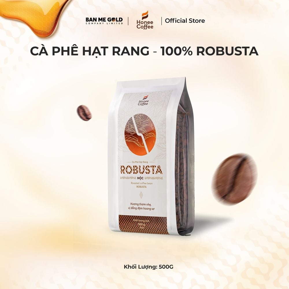 Cà Phê Robusta 100% Nguyên Chất (Cao Cấp) - 250g/500g/1kg - Cafe Hạt Rang Xay Chính Hãng Ban Me Gold - Honee Coffee