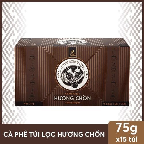 Cà Phê Túi Lọc Hương Chồn (Bạc) Tiện Lợi - Hộp 75gr (15 Túi) - Cà Phê Chồn 100% Nguyên Chất Ban Me Gold - Honee Coffe
