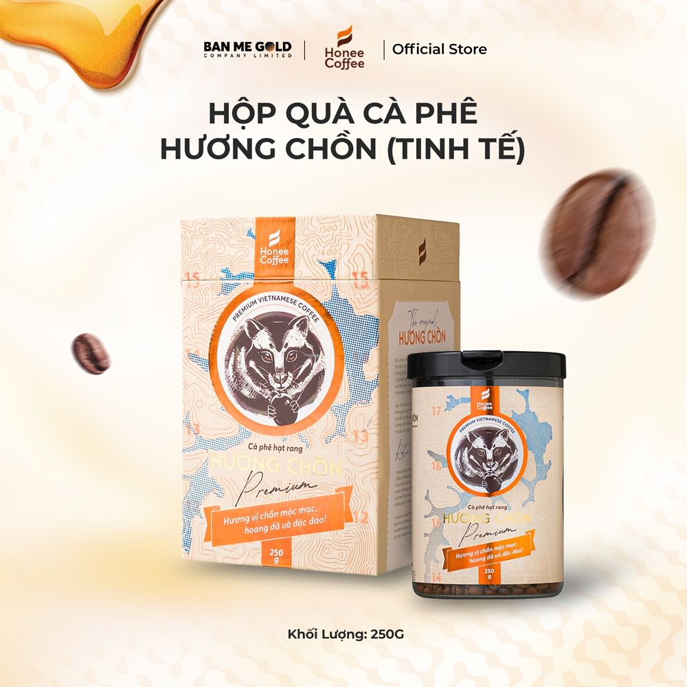 [THƯỢNG HẠNG] Hộp Quà Cà Phê Hương Chồn (LIGHT) - 250gr - Cà Phê Chồn Nguyên Chất Chính Hãng Ban Me Gold - Honee Coffee