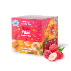 Trà Vải Hạt Chia Thanh Nhiệt - Hộp 100g (10 Gói) - Trà Trái Cây Nhiệt Đới Detox Ít Đường Ban Me Gold - Trấy Ni Nì