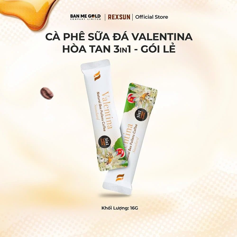 Cà Phê Hoà Tan Valentina - Instant Delight - 160gr (10 Gói) - Cafe Sữa Phấn Hoa Mật Ong Ban Me Gold - Honee Coffee
