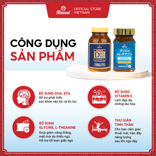 Viên Uống Mamori Glycine + L-theanine Giảm Căng Thẳng, Hỗ Trợ Giấc Ngủ