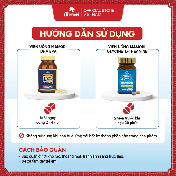 Viên Uống Mamori Glycine + L-theanine Giảm Căng Thẳng, Hỗ Trợ Giấc Ngủ