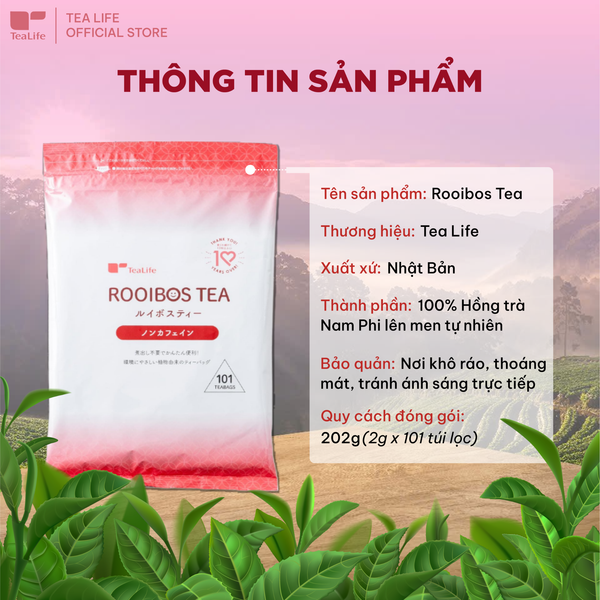 Tealife Rooibos Tea - Hồng Trà Thảo Mộc Nam Phi - Vị Nguyên Bản Giúp Thư Giãn, Đẹp Da, Giữ Dáng