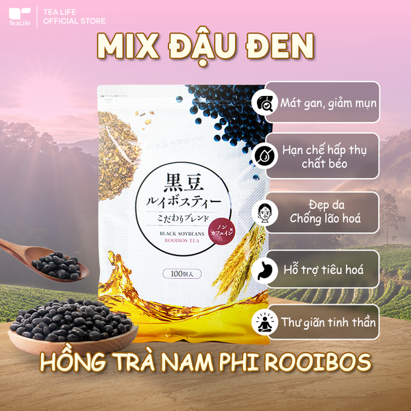 Trà Rooibos Nam Phi Mix Đậu Đen Tealife Hỗ Trợ Giấc Ngủ, Thanh Lọc Cơ Thể, Đẹp Da