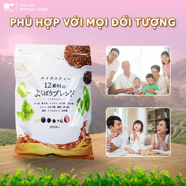 Hồng Trà Rooibos 12 Loại Thảo Mộc - Lợi tiểu – Giải độc gan – Thanh lọc cơ thể TeaLife (200g - 100 Túi Lọc)