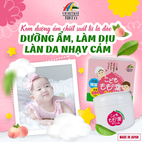 Kem Dưỡng Ẩm Lá Đào Cho Trẻ Sơ Sinh Unimat Riken 120g – Dịu Nhẹ & An Toàn Cho Làn Da Nhạy Cảm