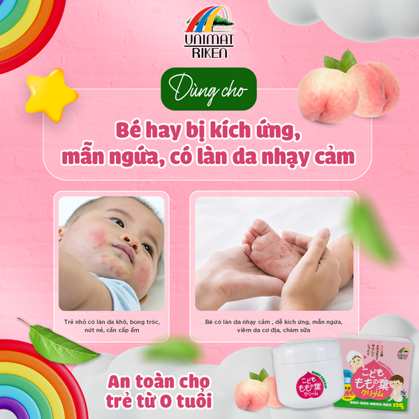 Kem Dưỡng Ẩm Lá Đào Cho Trẻ Sơ Sinh Unimat Riken 120g – Dịu Nhẹ & An Toàn Cho Làn Da Nhạy Cảm