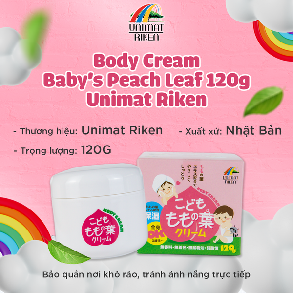 Kem Dưỡng Ẩm Lá Đào Cho Trẻ Sơ Sinh Unimat Riken 120g – Dịu Nhẹ & An Toàn Cho Làn Da Nhạy Cảm