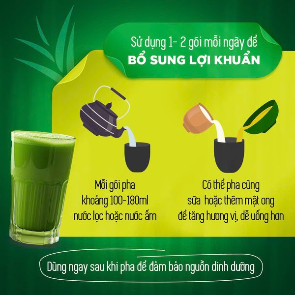 Bột Lúa Non Bổ Sung Lợi Khuẩn & Enzyme Tiêu Hóa YUWA - Hộp 50 Gói