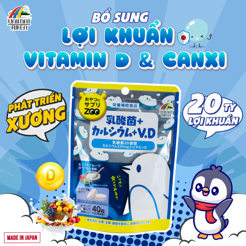 Kẹo Bổ Sung Lợi Khuẩn, Vitamin D & Canxi Vị Sữa Chua & Trái Cây Zoo Season (40 Viên)