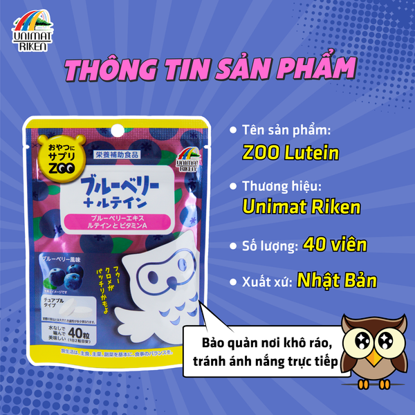 Kẹo Bổ Sung Lutein và Vitamin A vị Việt Quất Zoo Season (40 Viên)