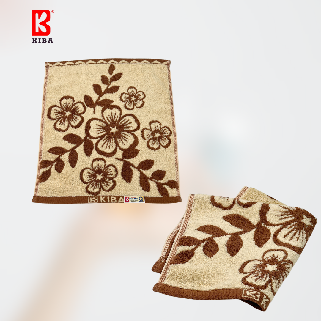  Khăn Mặt Vuông KIBA Cỡ 34x34cm,Chất Liệu Cotton Dày Dặn, Thấm Hút Tốt, Họa Tiết Hoa Mai Nhiều Màu 