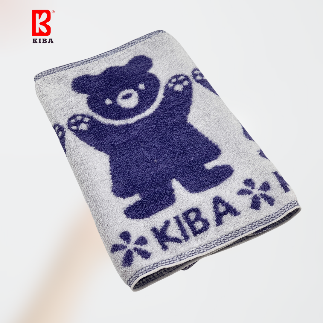  Khăn Mặt KIBA Họa Tiết Ba Chú Gấu Dễ Thương KT 28cm  x 48cm,  Chất Cotton Êm, Mềm, Dày Dặn Thấm Hút Tốt, Tơi Bông, Thoáng Khí 