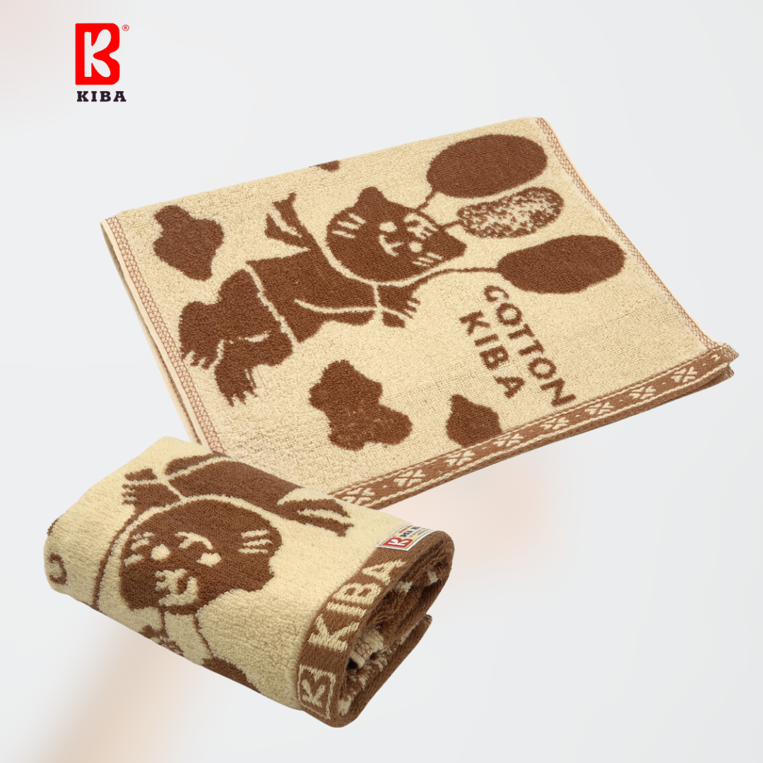  Khăn Mặt KIBA Họa Tiết Gấu Bóng Bay KT 30cm x 45m , Chất Cotton Hữu Cơ Tự Nhiên Dày Dặn, Thấm Hút Tốt, An Toàn Cho Da 