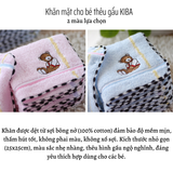  Khăn Mặt Trẻ Em KIBA Thêu Gấu Ngộ Ngĩnh, Chất Cotton Êm, Mềm, Thấm Hút, An Toàn Cho Bé 