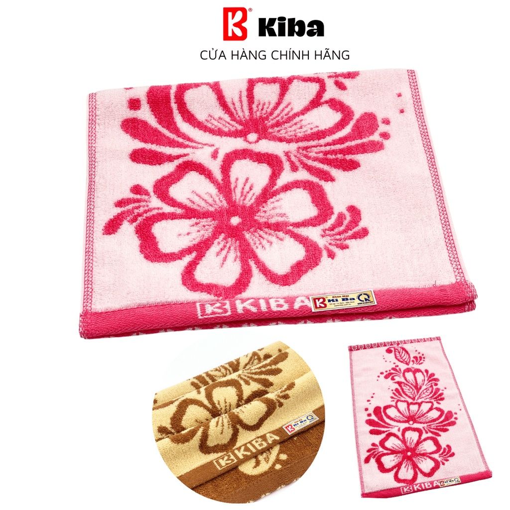  Khăn Mặt KIBA Họa Tiết Hoa Mai KT 28x48cm, Chất Cotton Êm, Mềm, Dày Dặn Thấm Hút Tốt, An Toàn Cho Da 